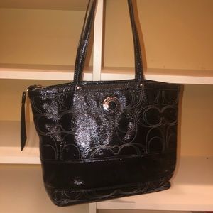 Black patent leather Coach bag